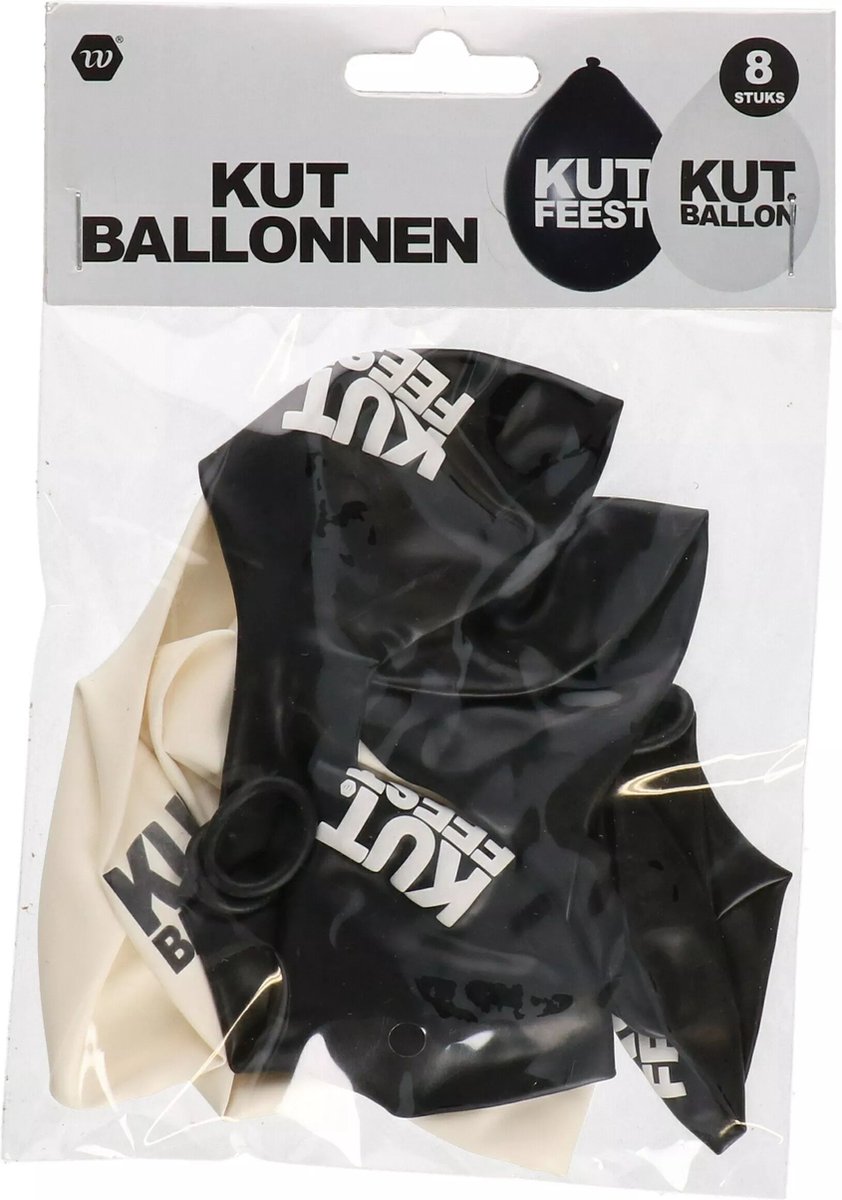 Grappige ballonnen | Kut feest | Kut ballon | Zwart wit | 8 stuks | Versiering | Verjaardag